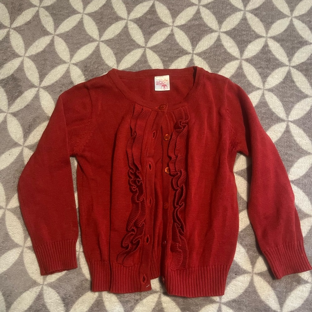 Ruffle Butts Red Cardigan with Ruffles
